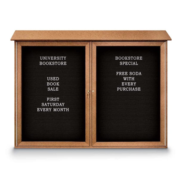 Indoor Enclosed Combo Board, 48"x36", Satin Frame/Blue & Forbo